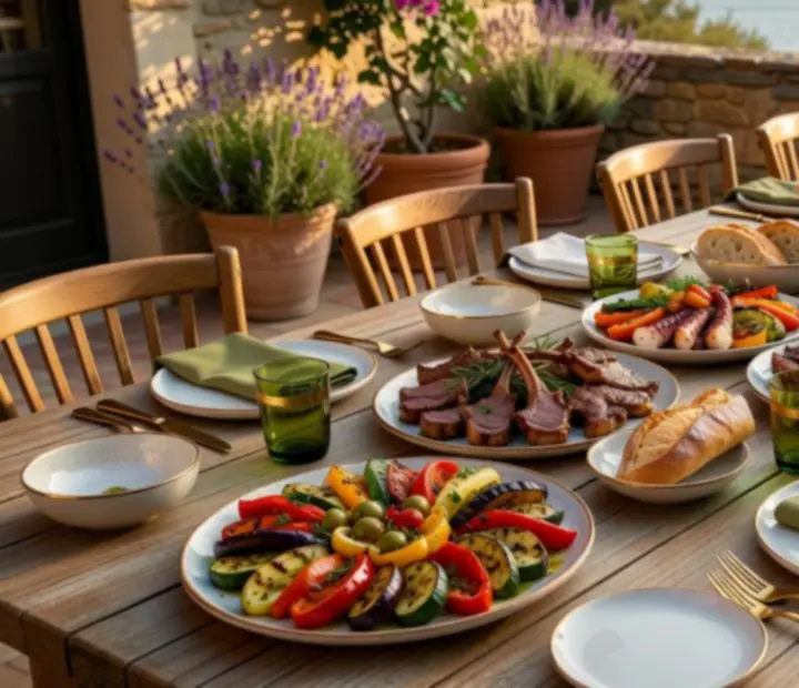 Assiettes à partager et plats de la table Savryxel