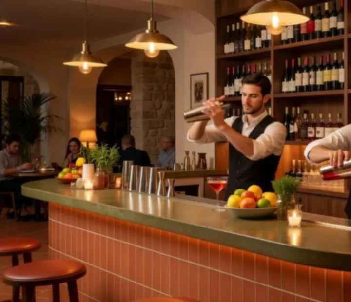 Bar Savryxel avec cave à vins et cocktails signature