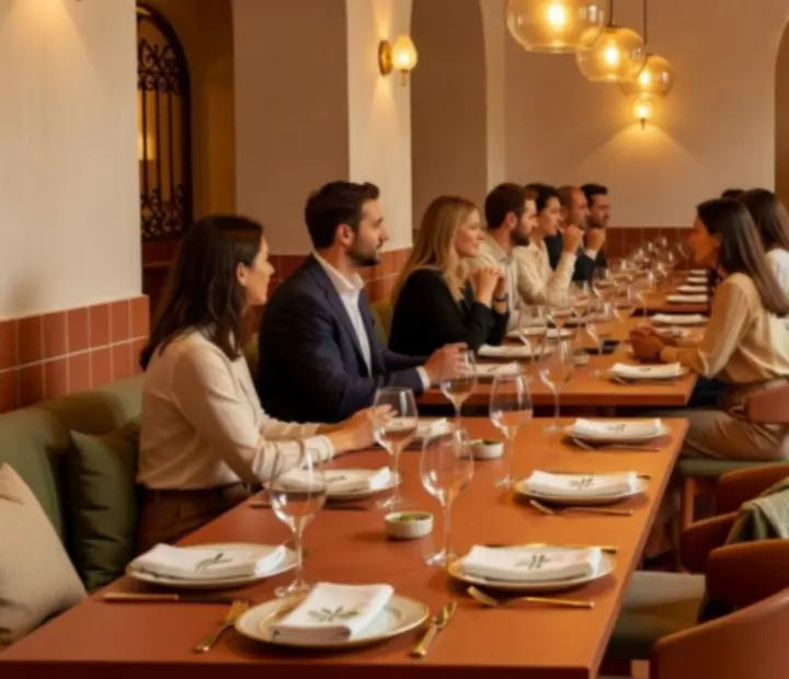Salle de restaurant préparée pour un événement chez Savryxel