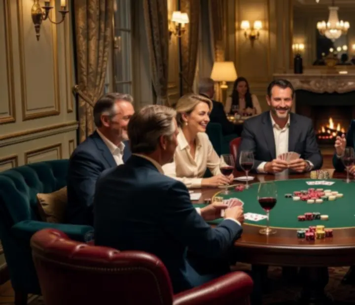 Tables de poker et de cartes dans un salon chaleureux du restaurant Savryxel